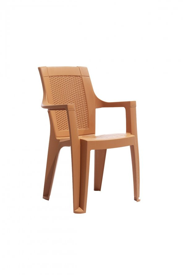 4 adet Elegance Rattan Plastik Koltuk Bahçe Sandalyesi - Teak sütlü kahve ürün görseli 1