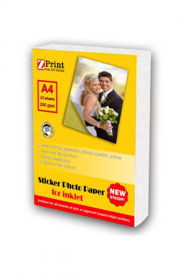 Epson L3260 Yapışkanlı Sticker Fotoğraf Kağıdı 200 Gr A4 20 Yaprak ürün görseli 1