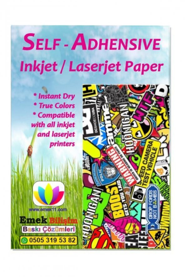 100 Adet A4 mürekkepli ve laser yazıcı için Yapışkanlı mat Sticker kağıdı ürün görseli 1