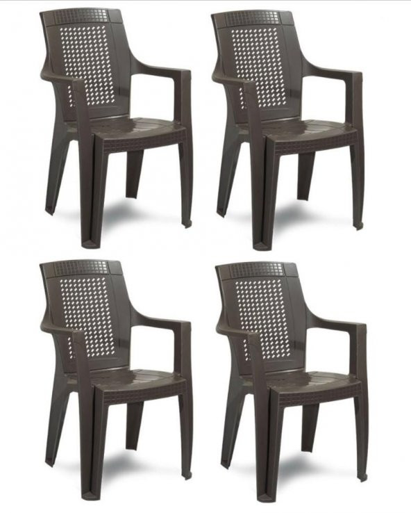 4 adet Elegance Rattan Efektli Plastik Sandalye Bahçe Sandalyesi Mutfak Sandalyesi Balkon Sandalyesi ürün görseli 1