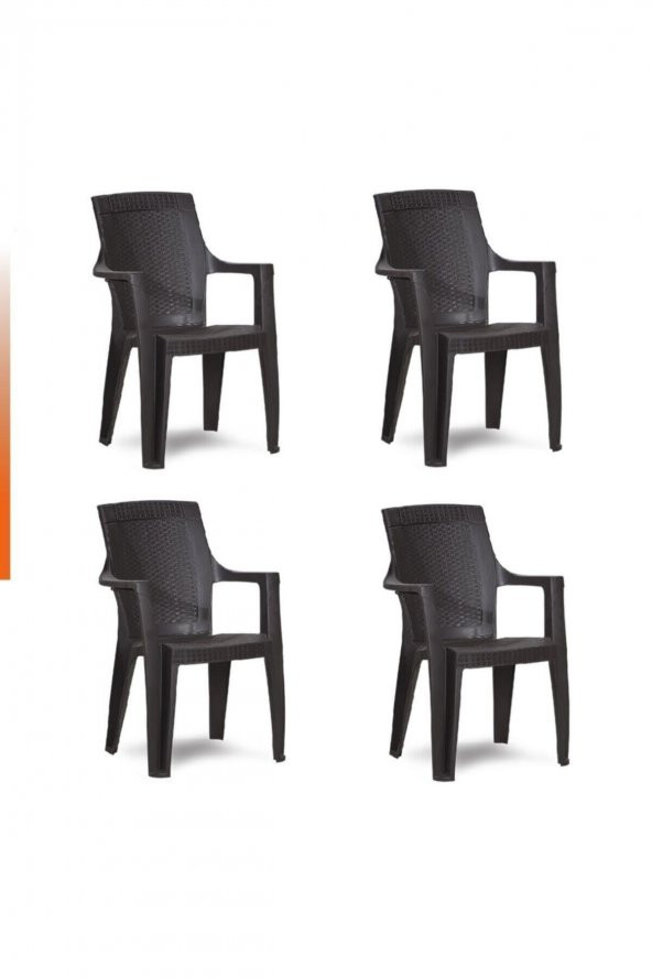 Plastik Sandalye 4 Adet Gold Balkon Bahçe Kamp Mobilya (acı Kahve) Xömbx98 ürün görseli 1