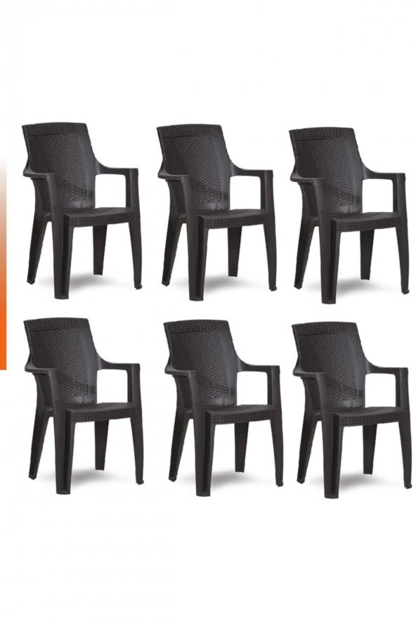Plastik Sandalye 6 Adet Gold Balkon Bahçe Kamp Mobilya (acı Kahve) Xömbx98 ürün görseli 1
