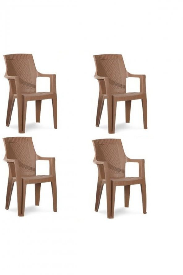 Plastik Sandalye 4 Adet Gold Balkon Bahçe Kamp Mobilya (kahve Rengi) Xömbx98 ürün görseli 1