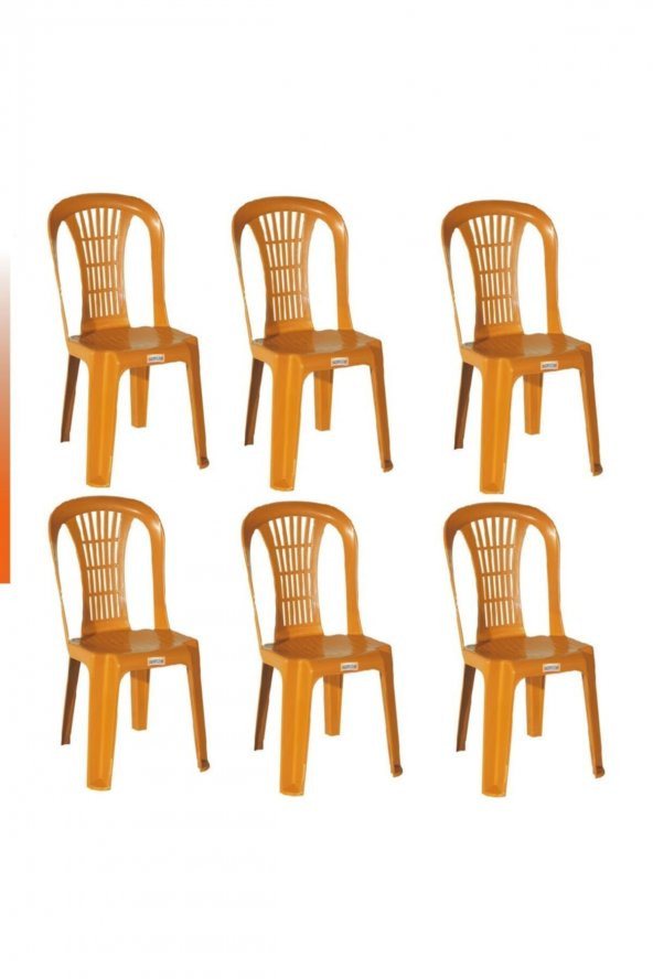 Plastik Sandalye 6 Adet Kolsuz Balkon Bahçe Kamp Mobilya (kahve Rengi) Xömbx98 ürün görseli 1