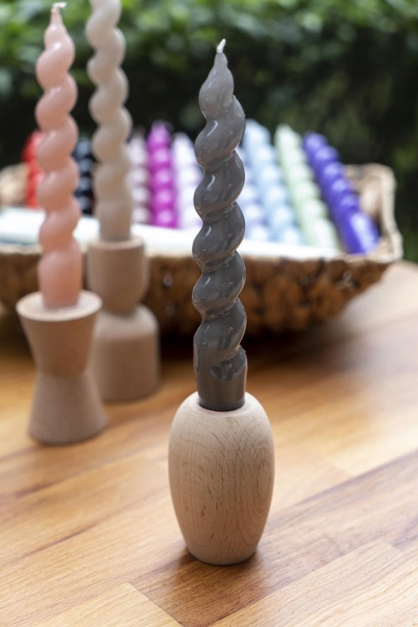 Mart Home Spiral Gri Şamdan Mum ürün görseli 1