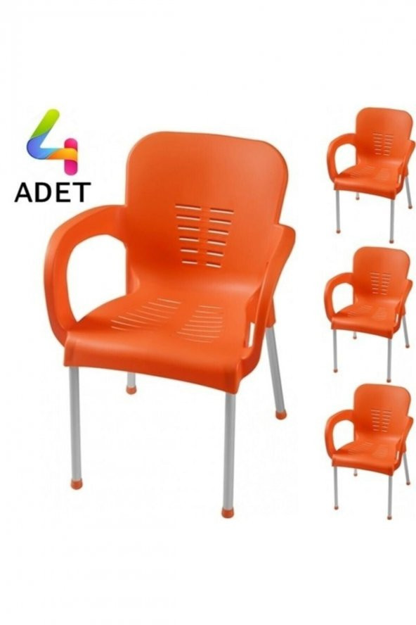 4 Adet Metal Ayaklı Plastik Sandalye - Resim 2