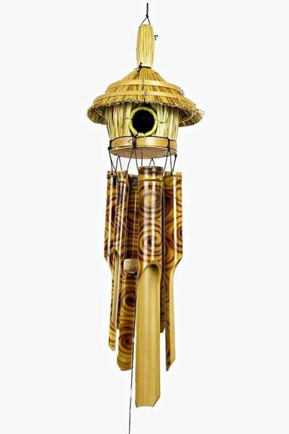 Hasır Kuş Yuvalı Bambu Rüzgar Çanı 45 cm - Resim 6
