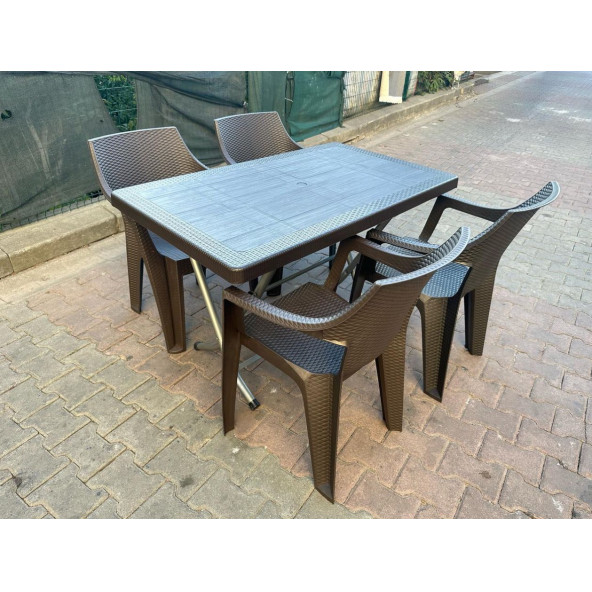 Rattan efektli Plastik Masa Sandalye Takımı ürün görseli 1