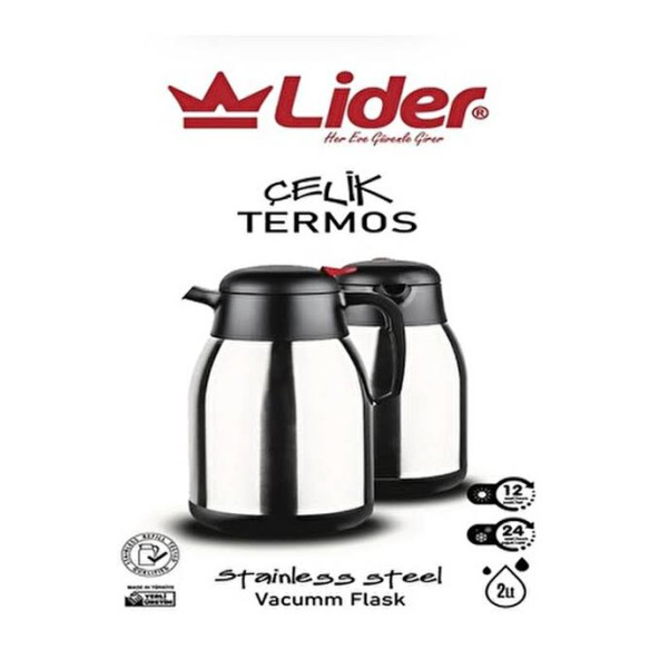 Lider 2 Litre Paslanmaz Çelik Termos çay su ürün görseli 1