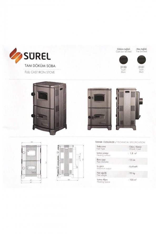 Sürel Siyah Tam Döküm Soba - Resim 2