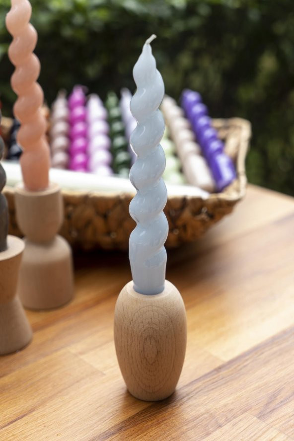 Mart Home Spiral Mavi Şamdan Mum ürün görseli 1