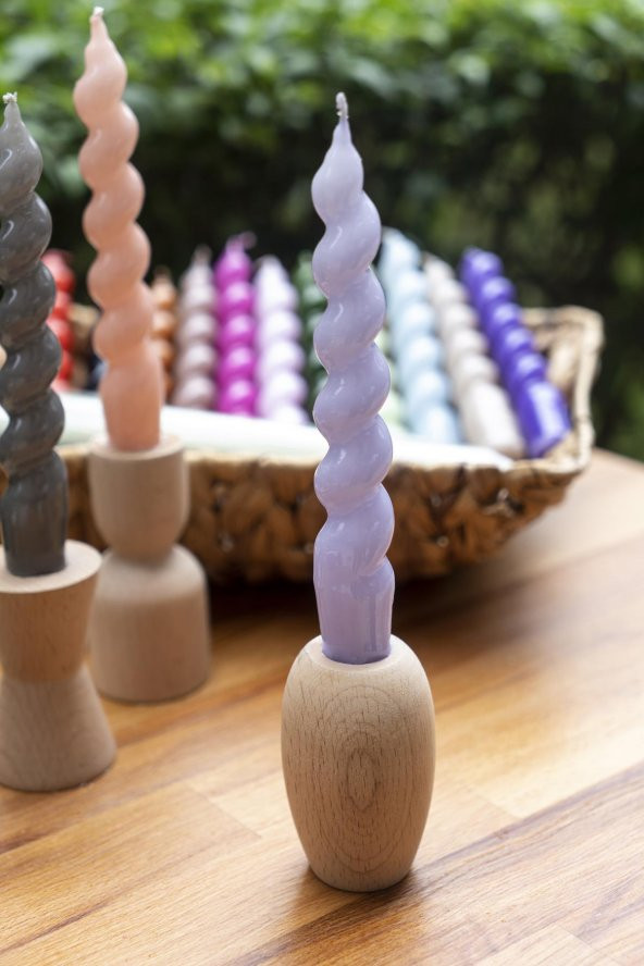 Mart Home Spiral Lila Şamdan Mum ürün görseli 1