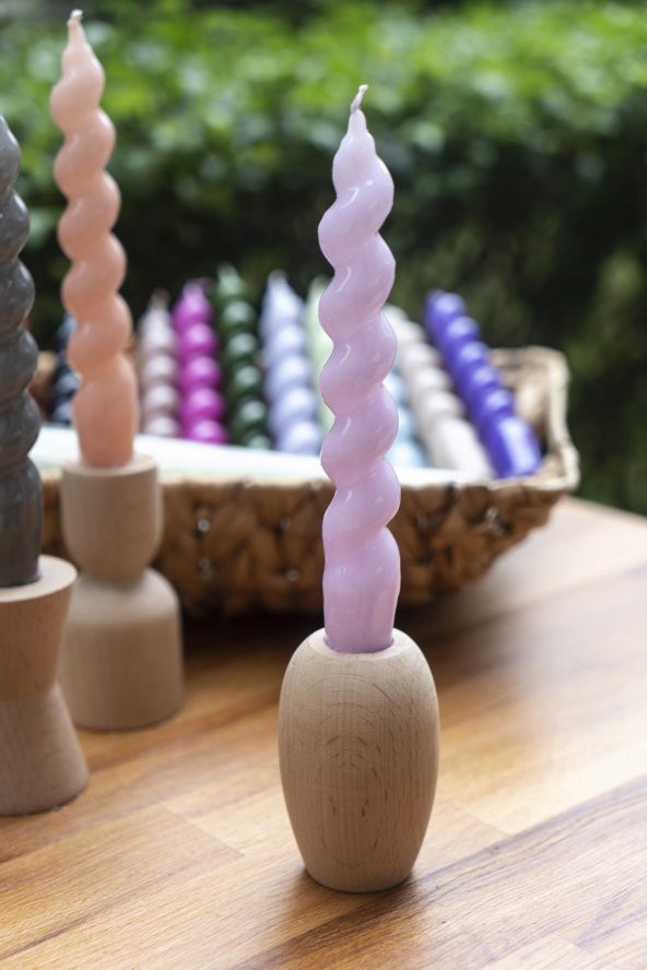 Mart Home Spiral Pembe Şamdan Mum ürün görseli 1