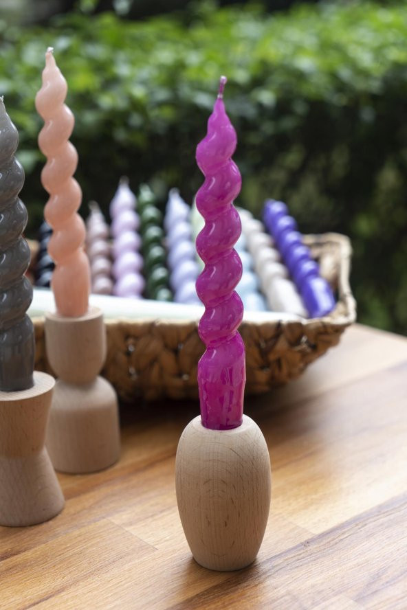 Mart Home Spiral Fuşya Şamdan Mum ürün görseli 1