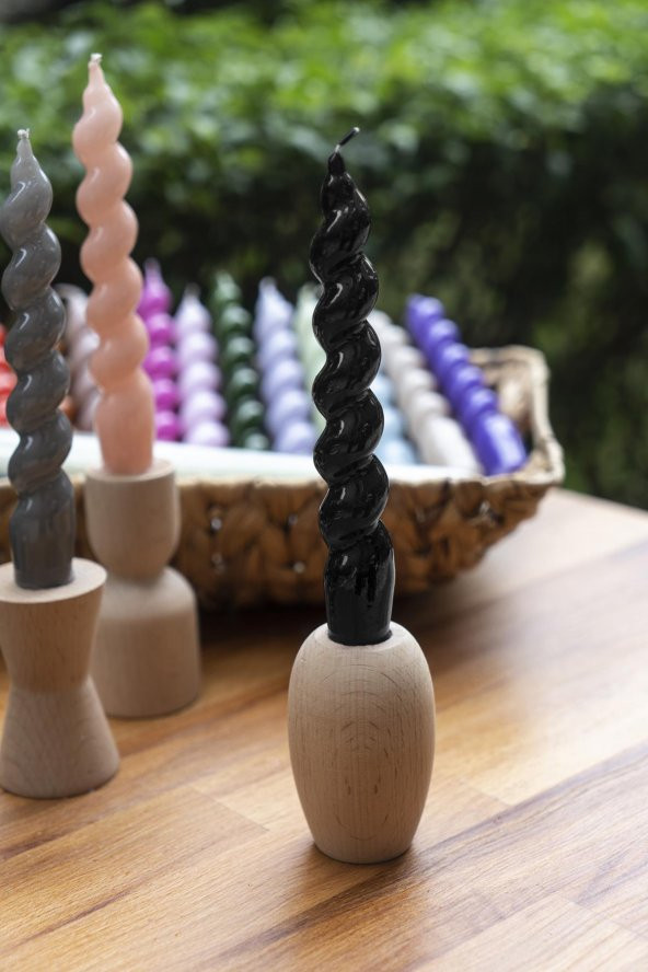 Mart Home Spiral Siyah Şamdan Mum ürün görseli 1