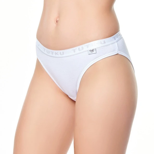 Tutku 12 'li Tutku Yazılı Bayan Bikini Külot Beyaz ürün görseli 1