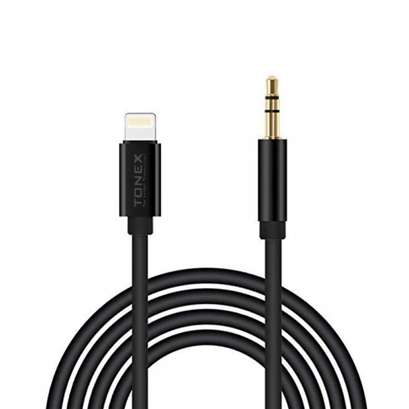 Tonex AX-02 Lightning to 3.5mm Audio AUX Ses Kablosu Siyah ürün görseli 1