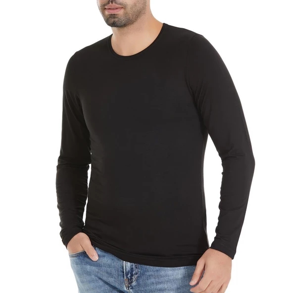 6 Adet Yıldız Erkek Bambu Uzun Kollu T-Shirt Fanila Siyah 496 ürün görseli 1