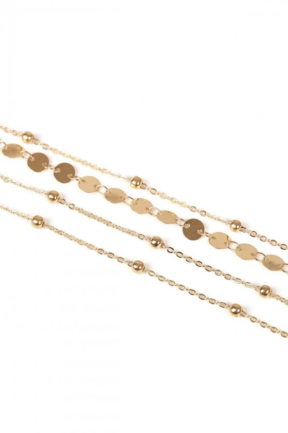 Beach Minik Pullu Toplu Zincir Halhal 4Lü Gold - 137 - Resim 3