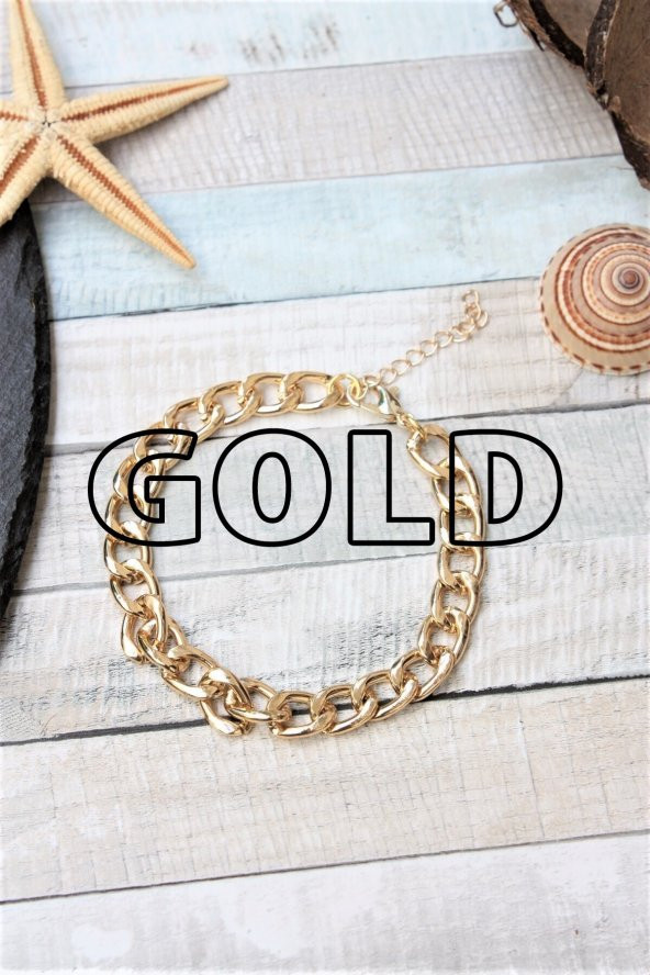 Gold Kaplama Orta Boy Gourmet Zincir Cadena Halhal - 39 ürün görseli 1