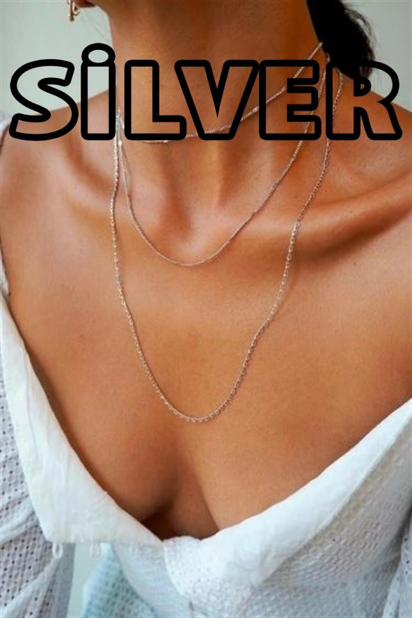 Kadın Üçlü Şeri Zincir Kolye Silver Katmanlı Kolye Choker Uzun Çoklu Kolye - 8 ürün görseli 1
