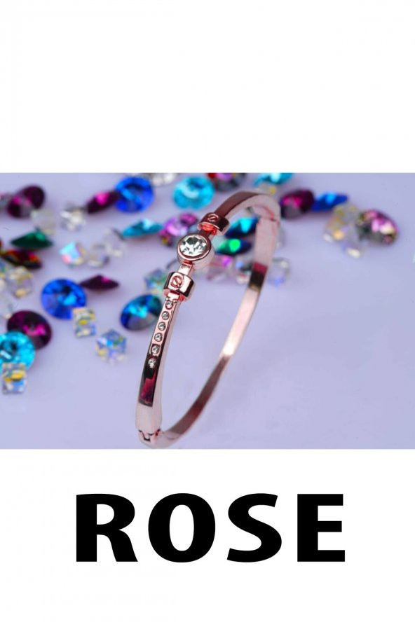 Rose  Renk Büyük Taşlı Kelepçe Bileklik 761 ürün görseli 1