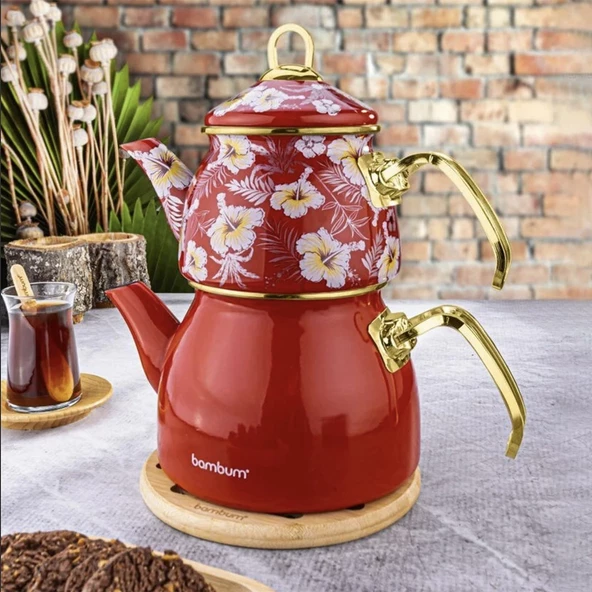 Bambum Summer - Çaydanlık Takımı Kırmızı Desenli ürün görseli 1