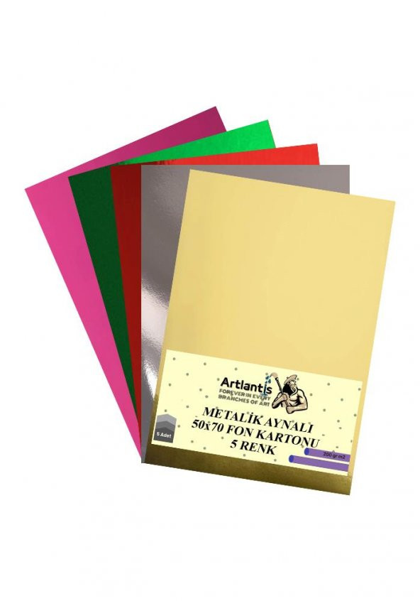 Metalik Aynalı Fon Kartonu 50x70 5 Renk 1 Paket Artlantis Aynalı Metalik Fon Kartonu ürün görseli 1