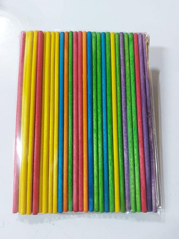 Ahşap Renkli Yuvarlak Çubuklar 15cm 30 lu ürün görseli 1