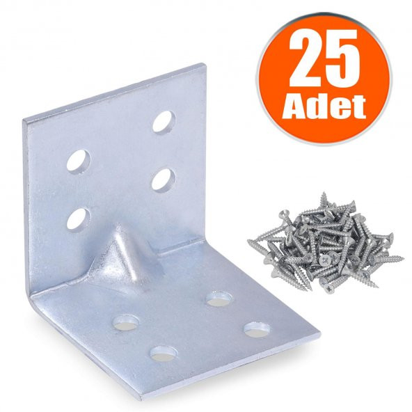 Mobilya Dolap Köşe Bağlantı L Demir Gönye 40x40x40 mm (25 ADET) ürün görseli 1