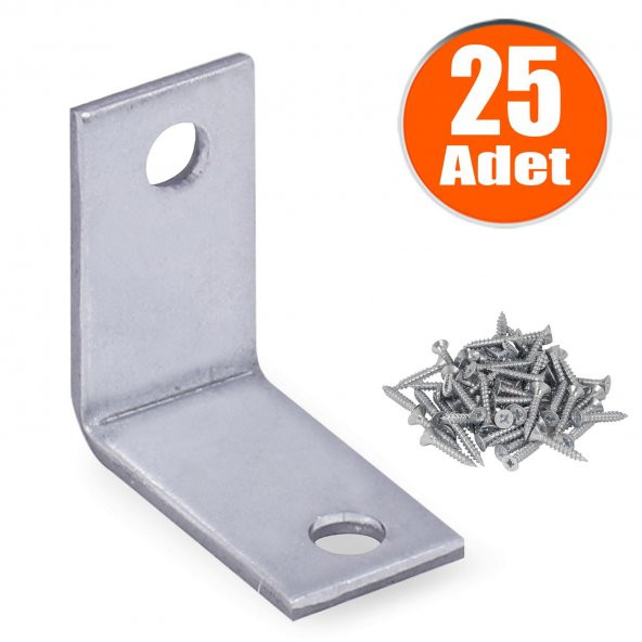 Mobilya Dolap Köşe Bağlantı L Demir Gönye 25x25x15 mm (25 ADET) ürün görseli 1