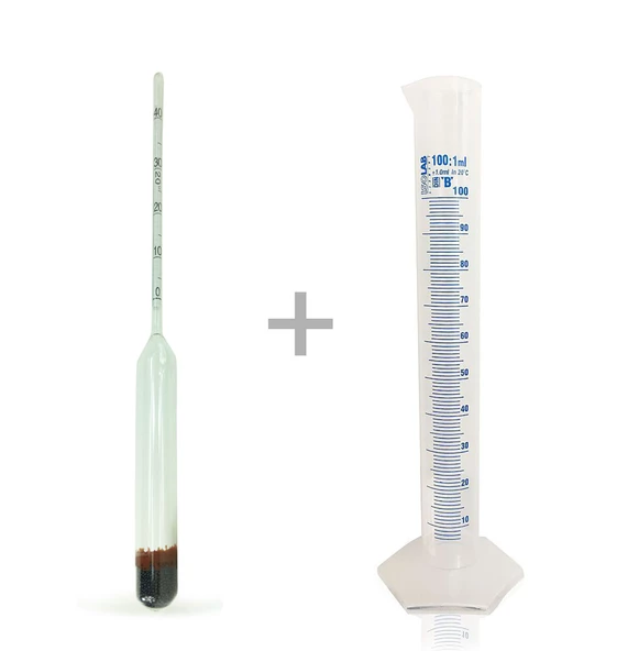 AEK-Tech 0-40 Etil Alkol Alkolmetre ve 100ml Plastik Mezür Seti ürün görseli 1