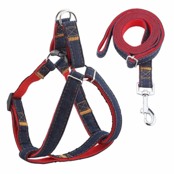 ANS 1119 Kot Desenli Gezdirmeli 5-12Kg Köpek Göğüs Tasması 1.5cm ürün görseli 1