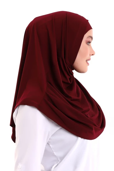 Yetişkin Pratik Eşarp Bordo Renk - Resim 5