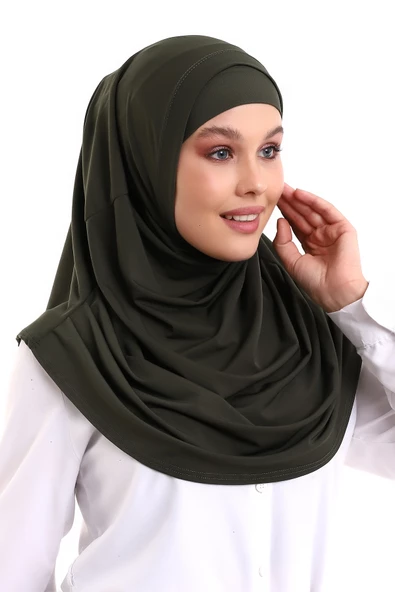 Yetişkin Pratik Eşarp Haki Renk - Resim 3