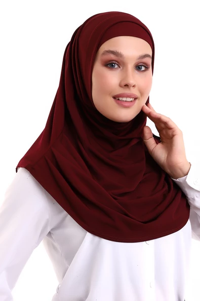 Yetişkin Pratik Eşarp Bordo Renk - Resim 4