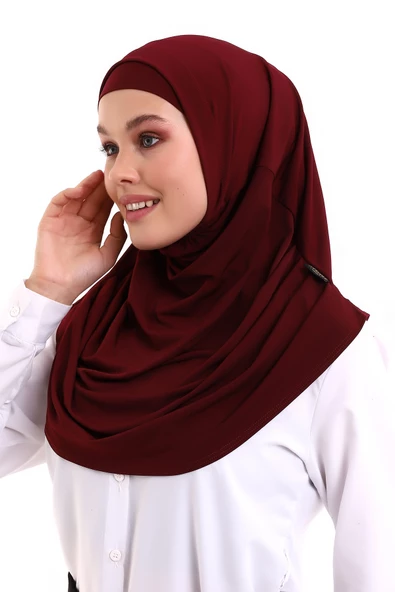 Yetişkin Pratik Eşarp Bordo Renk - Resim 3