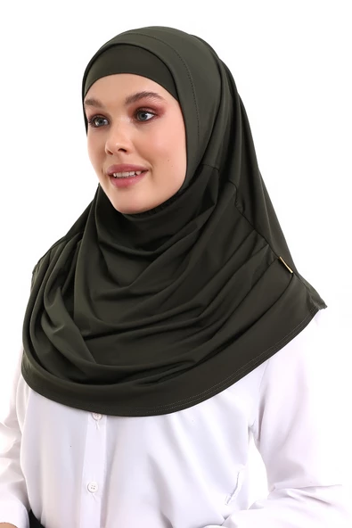 Yetişkin Pratik Eşarp Haki Renk - Resim 4