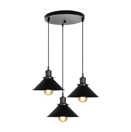 RYS Tasarım Retro Metal Siyah Üçlü Sarkıt Avize Çap:30CM ürün görseli 1