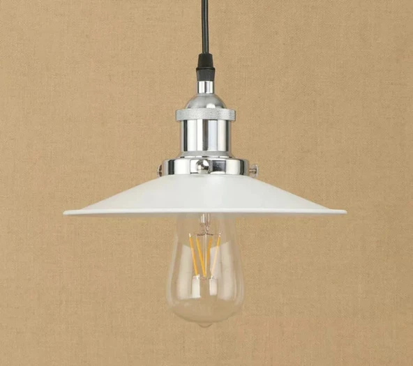 Rsylight Retro Metal Beyaz Dekoratif Rustik Kafe Mutfak Sarkıt Avize çap 23 cm ürün görseli 1