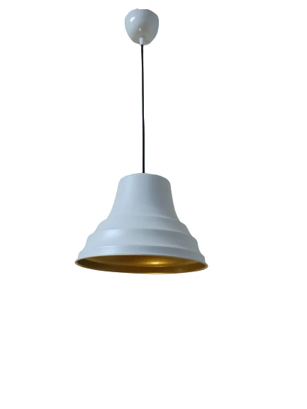 Rys Retro Metal Dekoratif Sarkıt Avize Beyaz İçi Gold Kafe Mutfak Aydınlatma Çap:27 cm ürün görseli 1