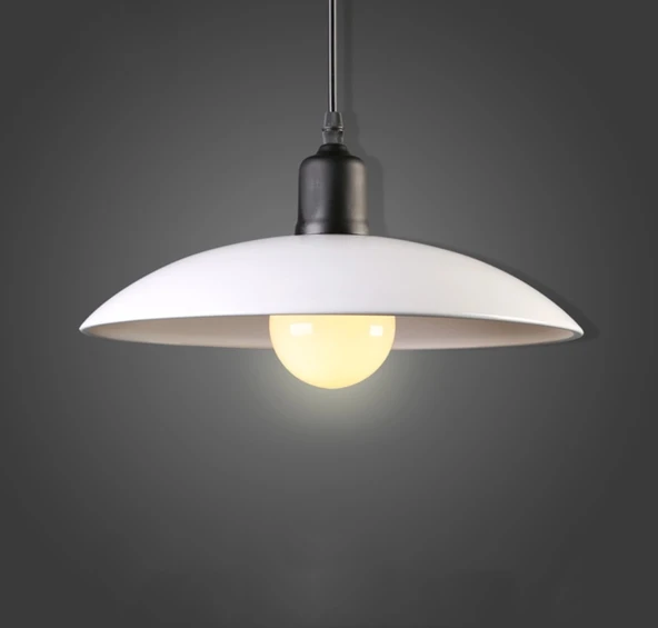 Rsylight Metal Siyah Beyaz Retro Dekoratif Kafe Mutfak Sarkıt Avize Çap 30 cm ürün görseli 1