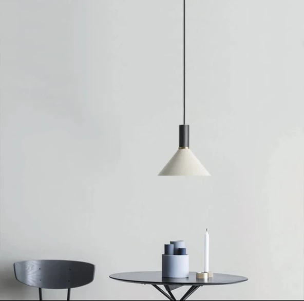 Rsylight Retro Beyaz/Siyah Metal Dekoratif Tekli Kafe Mutfak Aydınlatma Avize Çap:30 cm ürün görseli 1