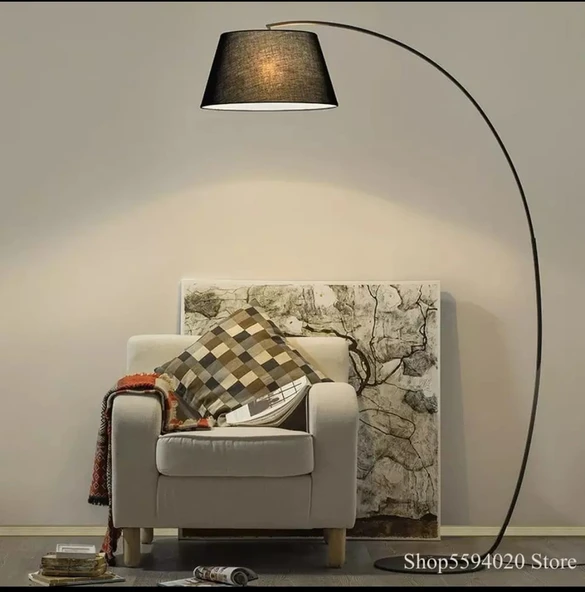 Retro Metal Dekoratif Rustik Siyah C Kol Başlık Köşe Lambası Lambader Başlık Çap:45 cm ürün görseli 1