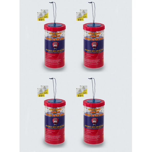 4 ADET FLY JAIL LONG JAR, 1.5 LİTRE KAVANOZ TİPİ KARASİNEK TUZAĞI ürün görseli 1