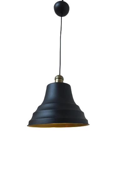 Rys Retro Metal Eskitme Duylu Siyah içi Gold Tekli Sarkıt Avize Çap.27 cm ürün görseli 1