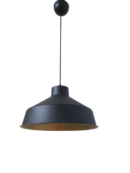 Rys Retro Metal Siyah Dekoratif Siyah İçi Gold Kafe Mutfak Avize Çap:30 cm ürün görseli 1