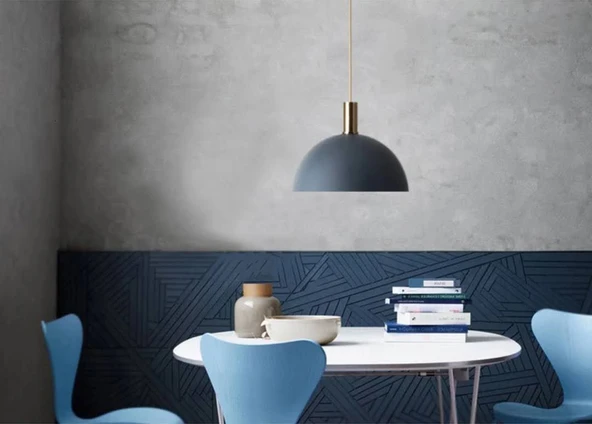 Rsylight Retro Antrasit Metal Dekoratif Tekli Kafe Mutfak Aydınlatma Avize Çap:30 cm ürün görseli 1