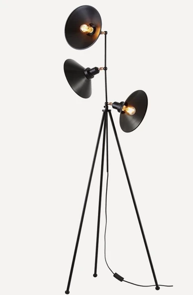 Rsylight Retro Metal Dekoratif 3 Lü Mafsallı Köşe Lambası Lambader ürün görseli 1