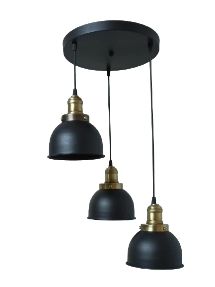 Rys Retro Metal Siyah 3 lü Eskitme Duylu Dekoratif Rustik Sarkıt Avize çap:30 cm ürün görseli 1